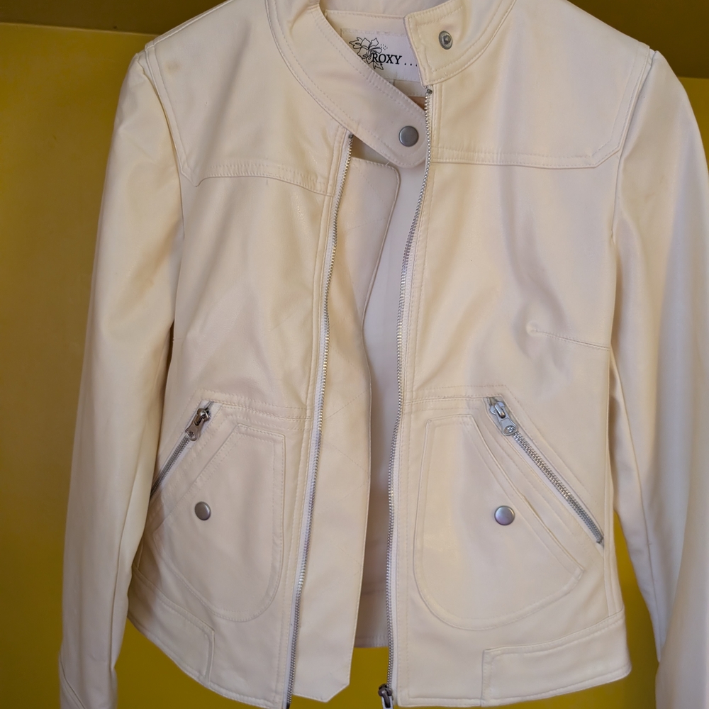Roxy Women's Cream Leather Jacket